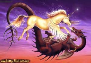 "Licht und Schatten" (Einhorn vs. Drache)