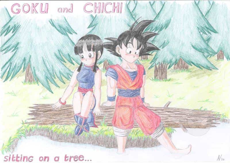 Goku and ChiChi in the woods