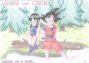 Goku and ChiChi in the woods