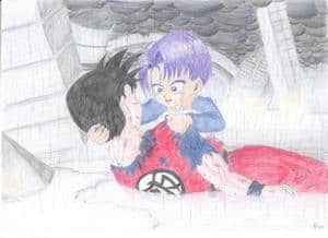Trunks holding dead Gohan