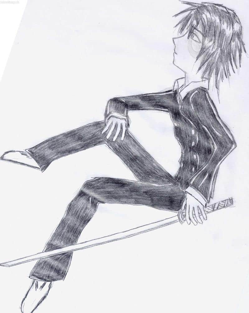 Kerl im Anzug mit Schwert