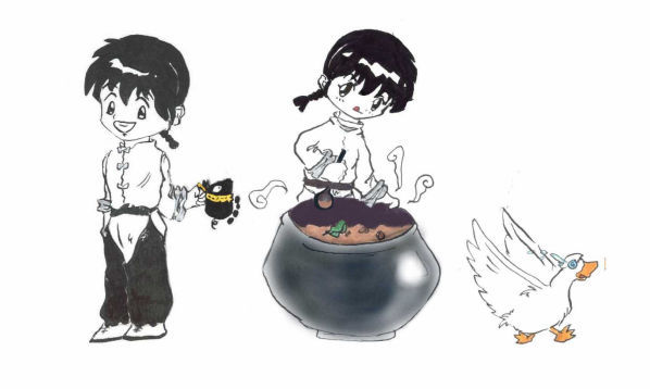 die ranmas beim mittagessen kochen