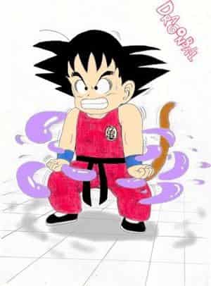 Son-Goku beim befreien von Gilians fesselspucke