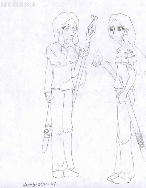 Amy-chan & Serafina (Skizze)