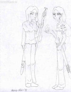 Amy-chan & Serafina (Skizze)