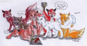 Füchse & eine Katze unter sich ^^