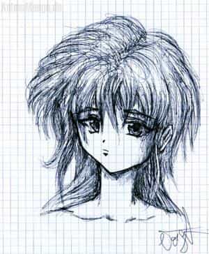Manga-Girl. Nur mit Fine-Liner