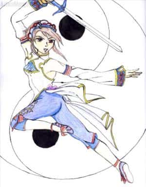 Ja, halt en Mädel mit Schwert