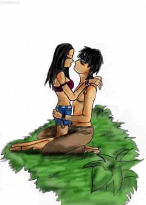 Liebespaar im Mondschein farbe