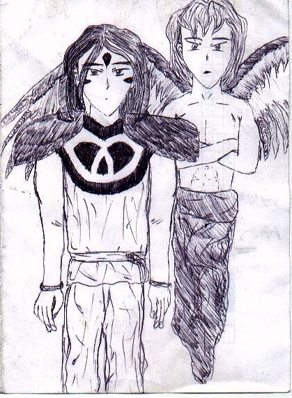 Ein junger Gott mit seinem Engel