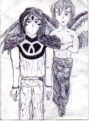 Ein junger Gott mit seinem Engel