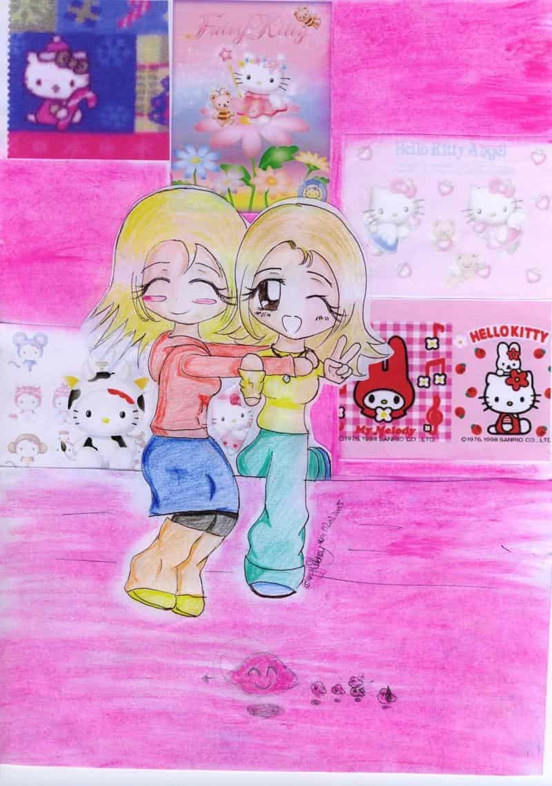 coro und ich mit nem hello kitty hintergrund....^^""