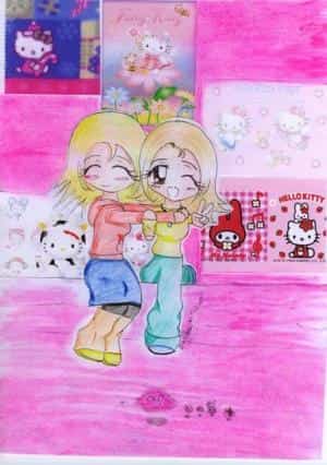 coro und ich mit nem hello kitty hintergrund....^^""