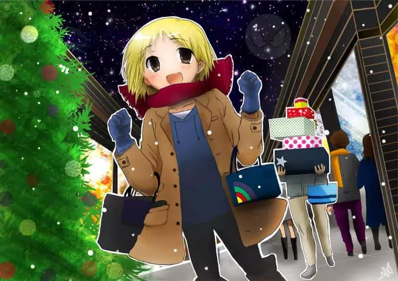 Das Animemanga-Maskottchen auf Shopping-Tour