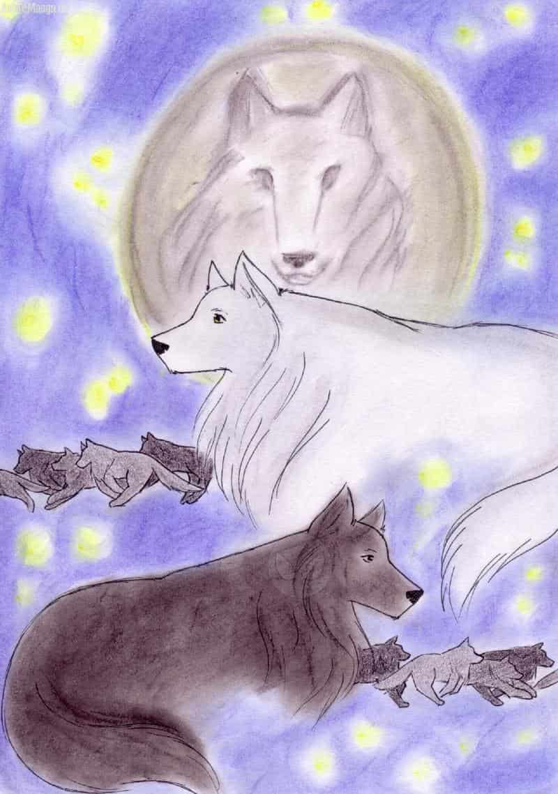Wolves In The Moonlit Sky