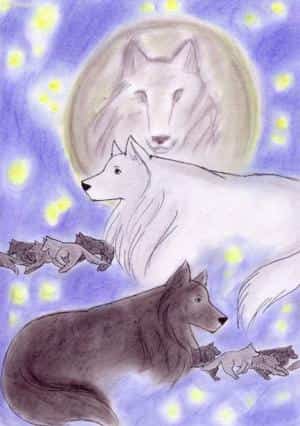 Wolves In The Moonlit Sky