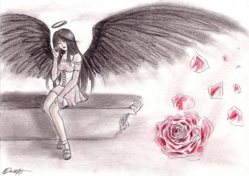 Dark Angel with a Rose
