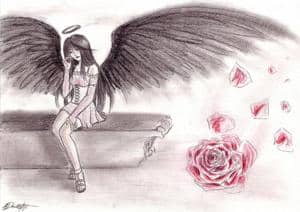 Dark Angel with a Rose