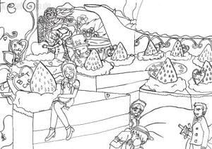 Une tarte avec des fraises et ONE PIECE!