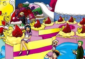 BT Cafe! Une tarte avec des fraises et ONE PIECE!
