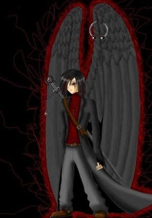 Angel with black wings