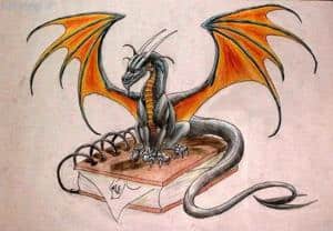 Drache mit Malbuch