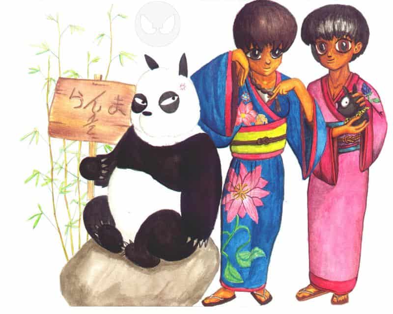 Ranma mit Akane, Genma und P-Chan