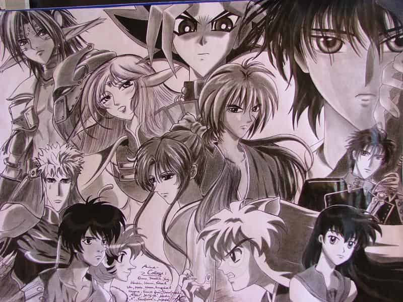 Collage: X, Yu-Gi-Oh, Record of Lodoss War, Chrno Crusade, Escaflowne, Kenshin und InuYasha für ein paar sehr nette Leute!