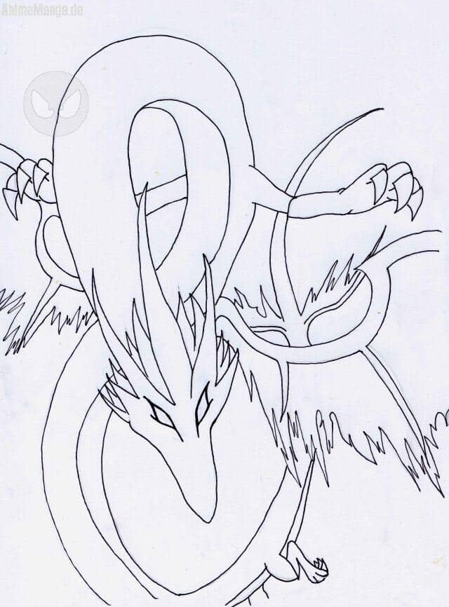 Fliegender Schlangennacht Drache Outlines