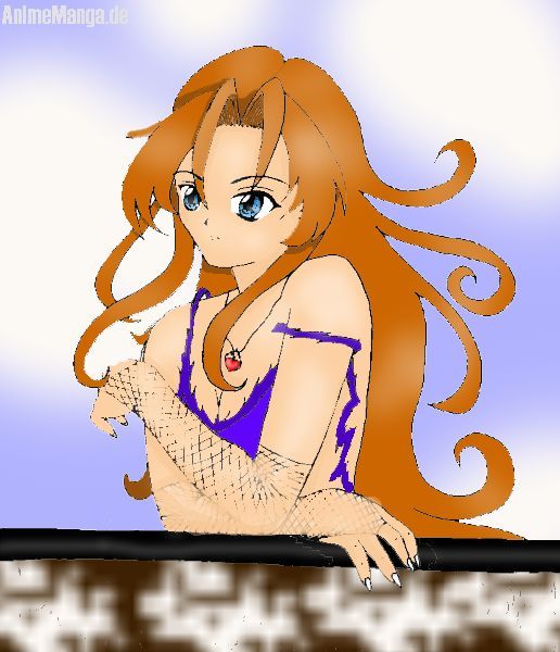 Mädchen mit viel Wind im Haar colo