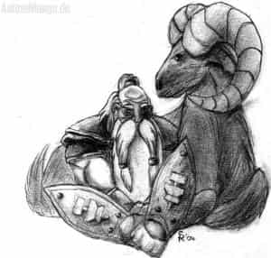 Zwerg mit seinem Bock