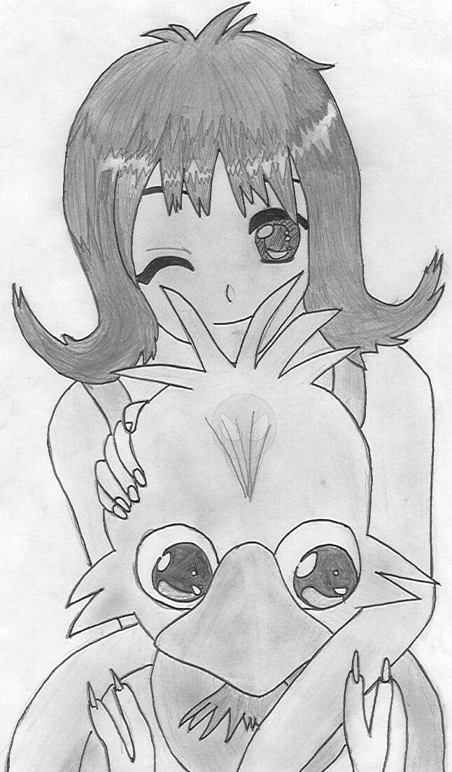 Selphie und Chocobo (Final Fantasy 8)