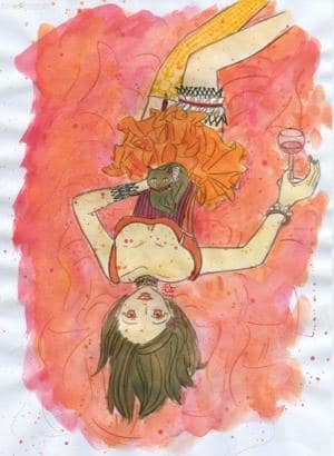 With a cat on bed (in sexy underwear)