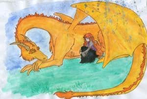 Drachen gibt Regenschutz