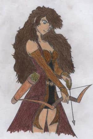 Amazone mit Bogen in colo