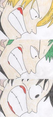 Sanji, Zorro und Ruffy