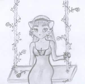 Kitty auf einer Schaukel