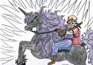 schwarzes Einhorn und Ritter Kuririn