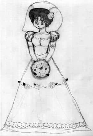 Akane im Hochzeitskleid