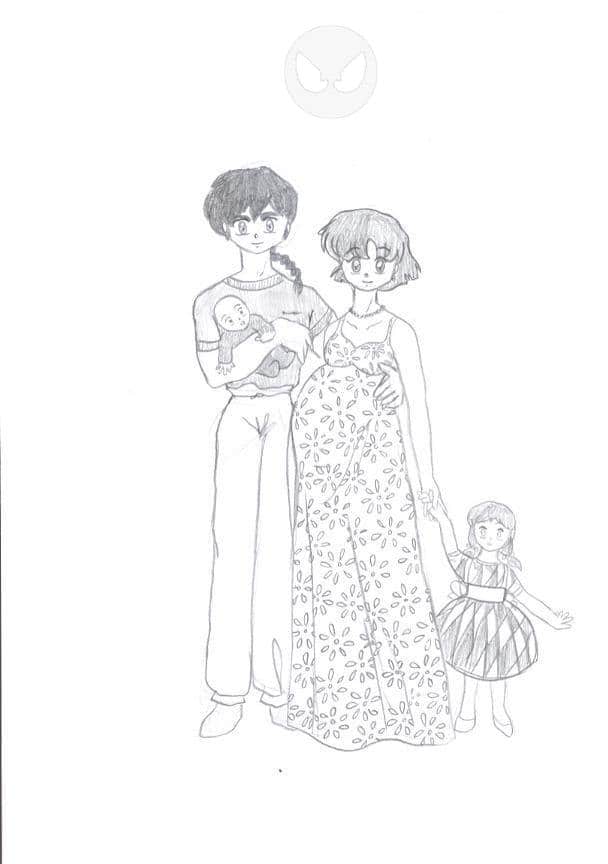 Ranma und Akane mit Kindern
