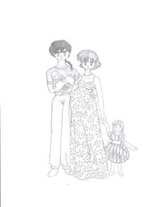 Ranma und Akane mit Kindern