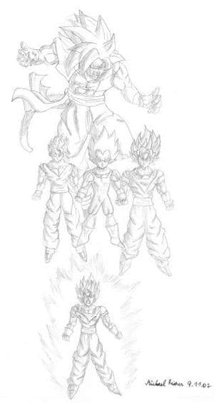 Vegetto,Goku,Gohan,Vegeta,Gogeta