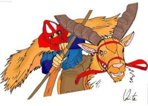 Ashitaka und Jakul in Farbe