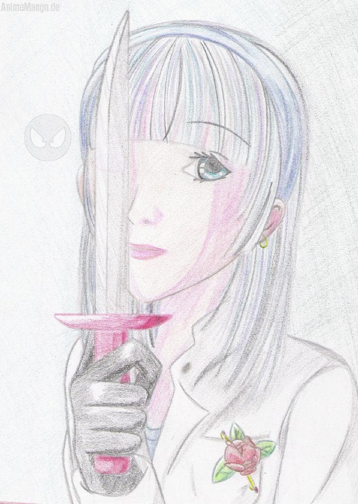 Frau mit Dolch (Farbstiftcolo ohne Outlines)