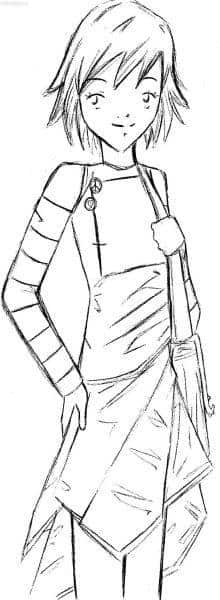 Mädel mit Kuli gezeichnet