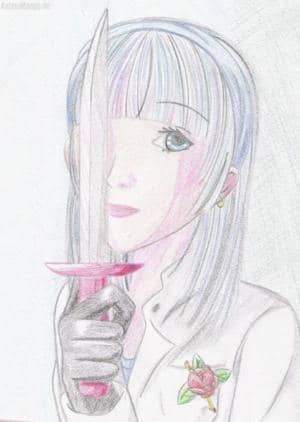 Frau mit Dolch (Farbstiftcolo ohne Outlines)