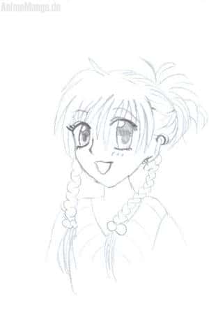 ein lachendes mädel mit zöpfen