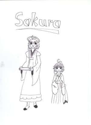 Sakura als kellnerin und als mädchen