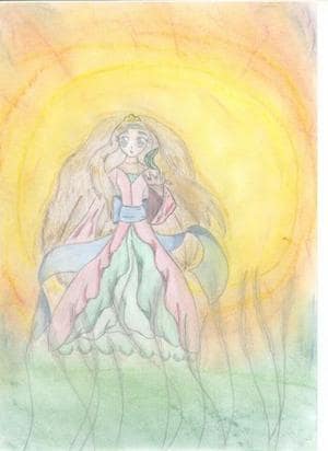 ein mädchen vor einem sonnenuntergang