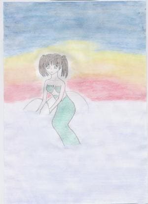 Meerjungfrau im Sonnenuntergang